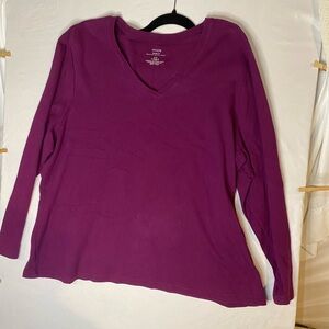 Venezia Long Sleeve Purple V-Neck Top